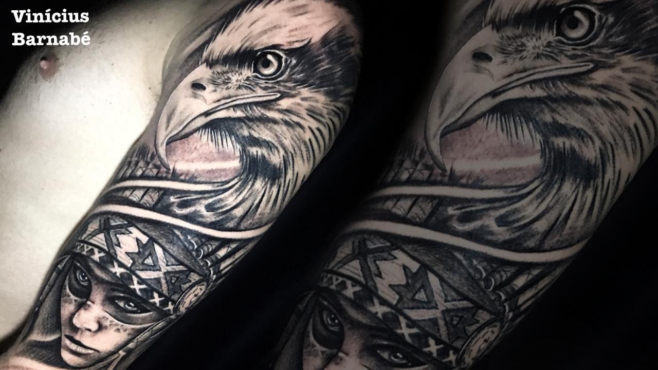 Tattoo Águia com Índia feita em 2:30Hrs ⚜️ (Vinícius Barnabé)