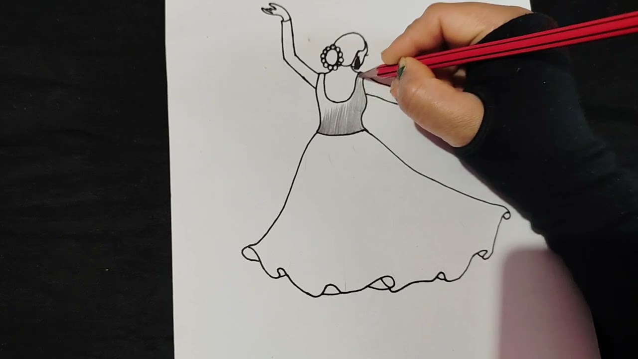 Dancing girl simple drawing🫰🫰 please like and subscribe▶️▶️😊😊 #youtube #easyartlover#simpledrawing 