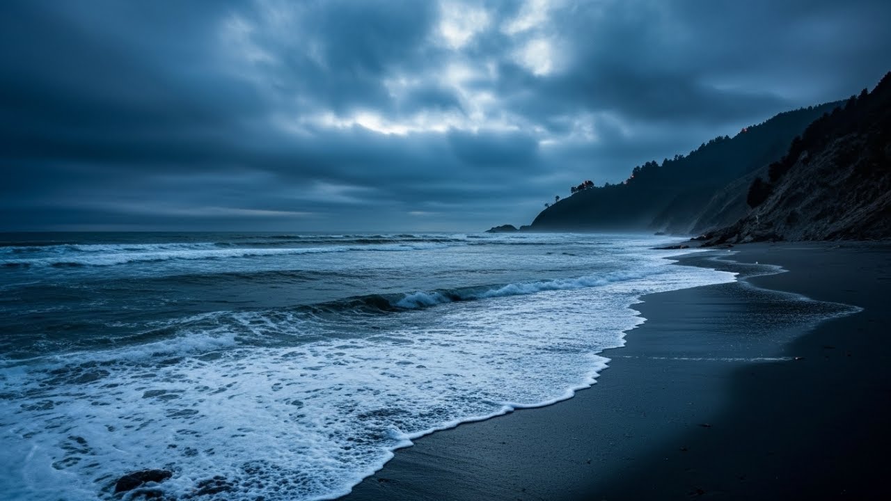Deep Midnight Ocean Waves for Stress Relief and Peaceful Restful Sleep Tonight