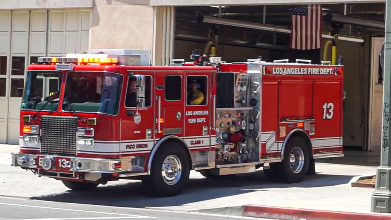 LAFD Engine 11, Engine 13 & Rescue 813 Responding
