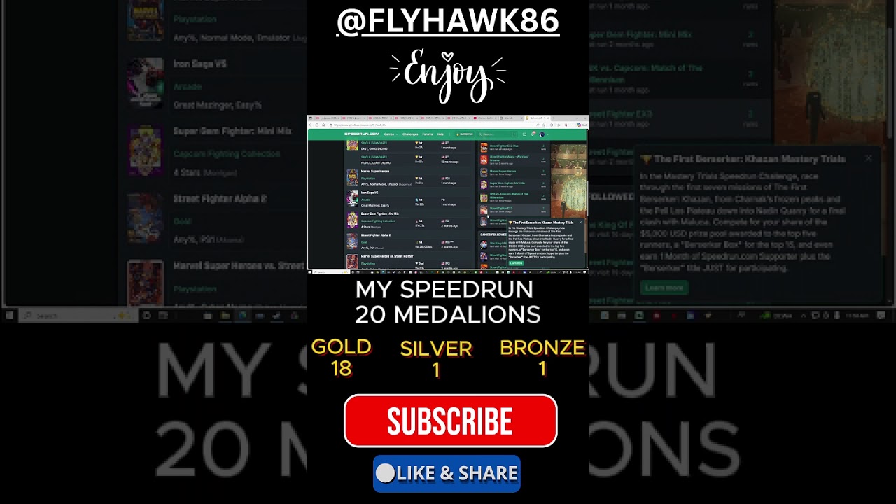 I Earned 20 Speedrun Medallions! (18 Gold, 1 Silver, 1 Bronze) 🔥 #flyhawk86 #speedrun