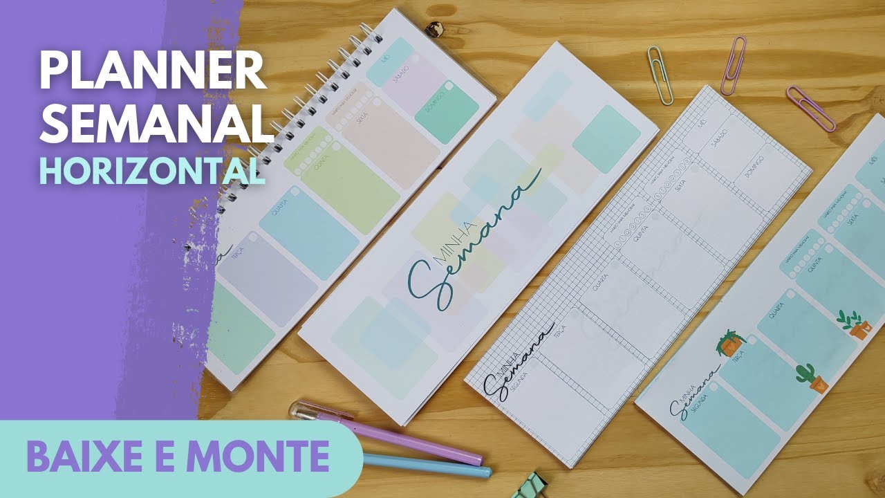 PLANNER SEMANAL - MODELO HORIZONTAL | BAIXE E MONTE