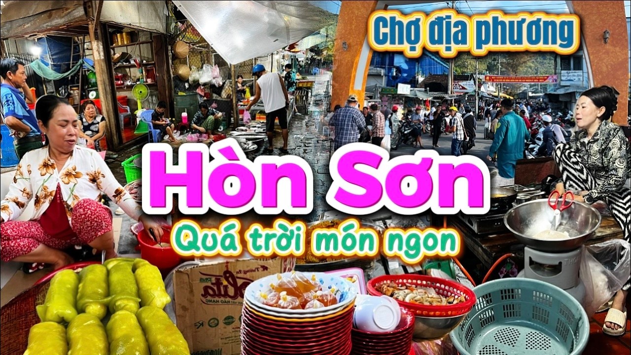 1189. Hòn Sơn - Chợ dân sinh trên đảo Hòn Sơn Rái bán đồ ăn ngon giá rẻ và cầu cảng buổi sáng sớm