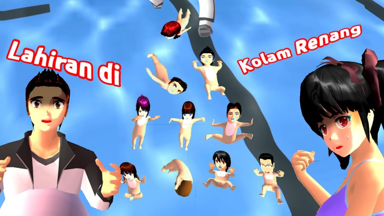 GURU COWOK HAMIL MELAHIRKAN KEMBAR 10 DI KOLAM RENANG GARA-GARA GAGAL SUNAT(Sakura School Simulator)