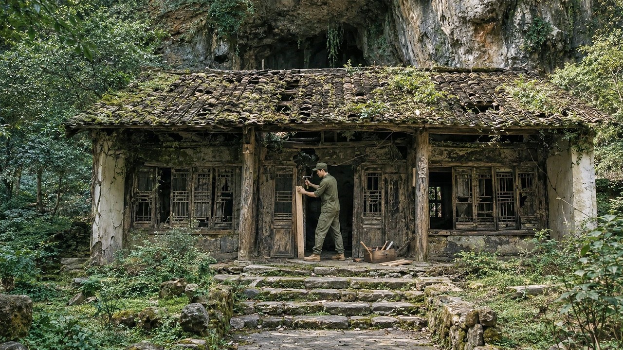 With nowhere to stay, the two brothers cleaned up & turned their abandoned old house into a paradise