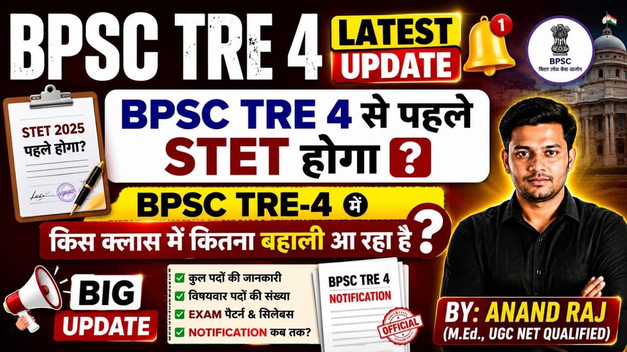 BPSC Teacher Notification Update ।। Bpsc tre 4 ka Notification kab aayega ।। Stet 2026 Notification