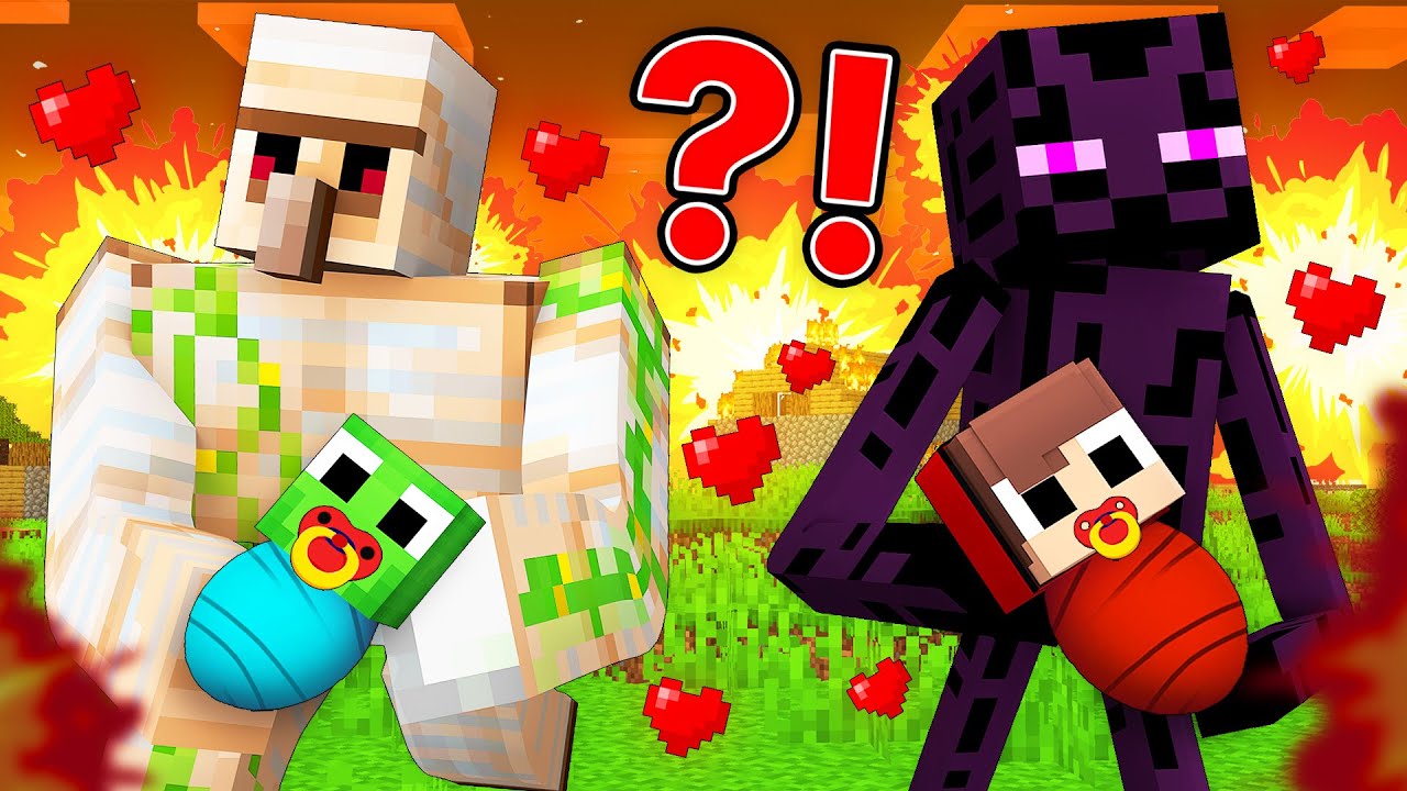 Mikey and JJ Were Saved By Golem and Enderman in Minecraft (Maizen)