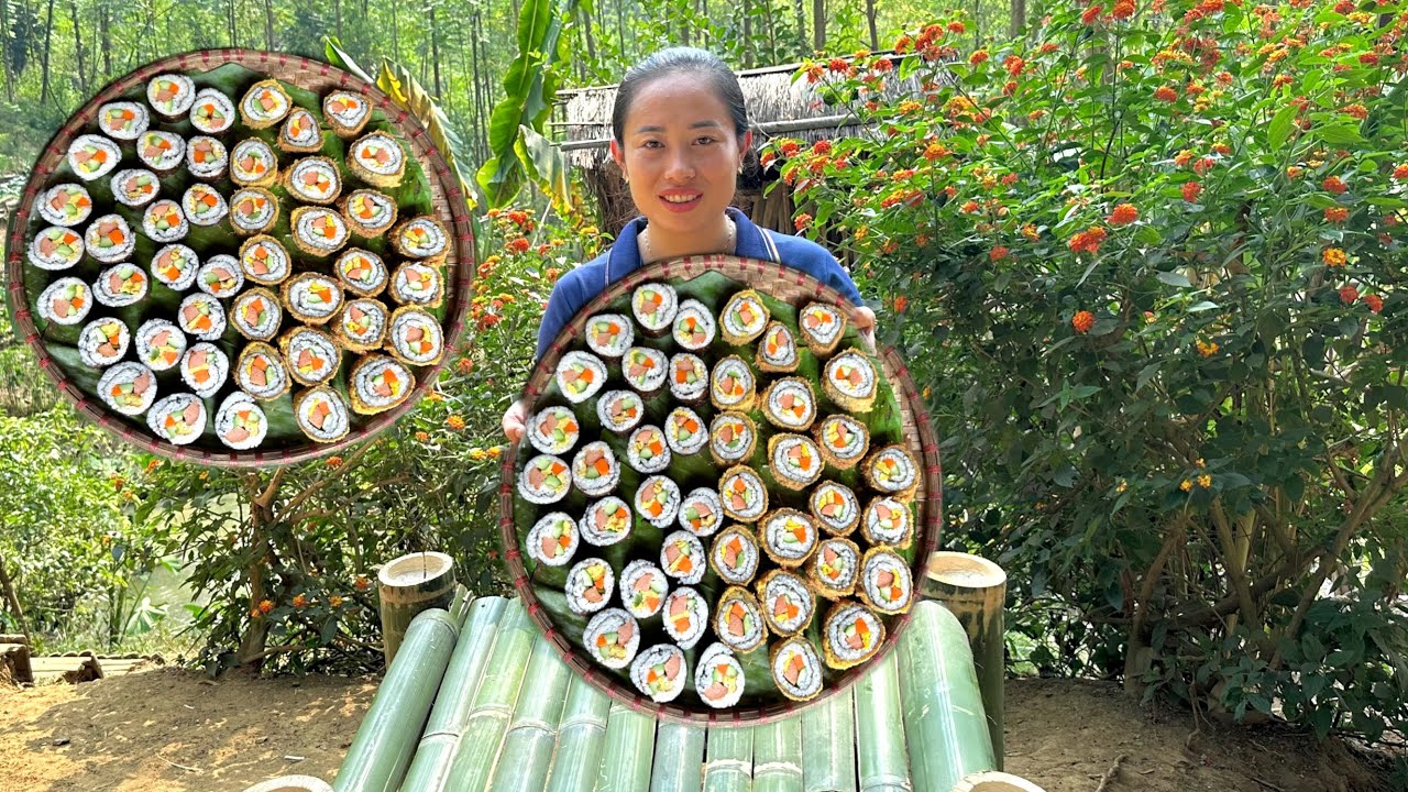 Make delicious kimbap rice rolls - 365 days living in the forest
