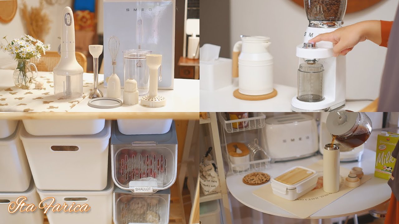 Dapur Putih | Rutinitas Harian, SMEG Hand Blender Cream, Pantry-Coffee Area Organisation #alatdapur
