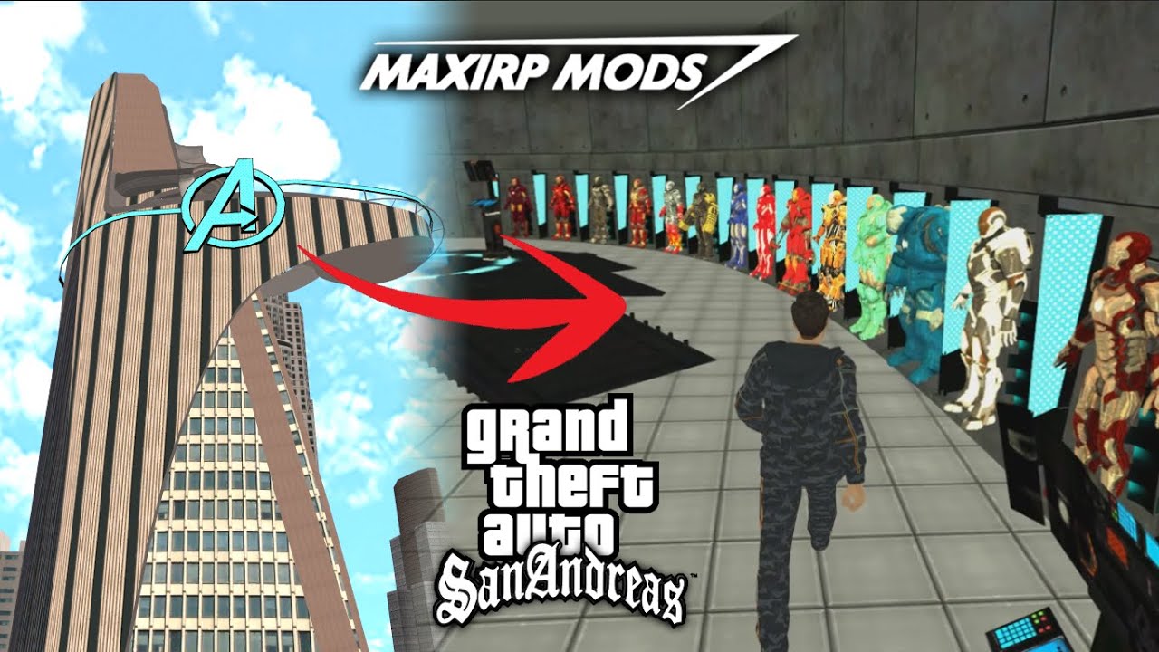 GTA Avengers tower full of Iron Man armors mod preview