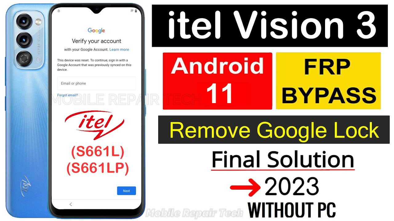 itel Vision 3 Frp Bypass Android 11 | Itel (S661L) Google Account Unlock |  itel S661LP Frp Bypass