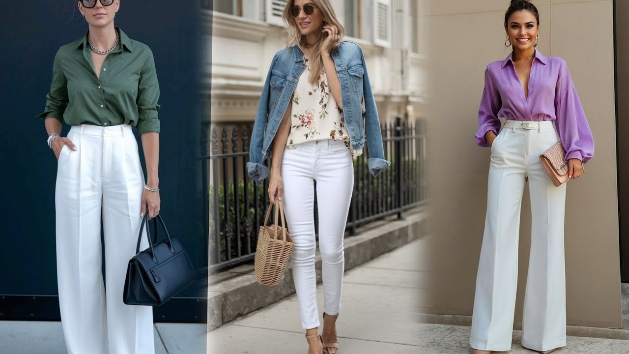 Como VESTIR con PANTALONES  BLANCOS | Outfits  Elegantes y Modernos  2025✨️✨️