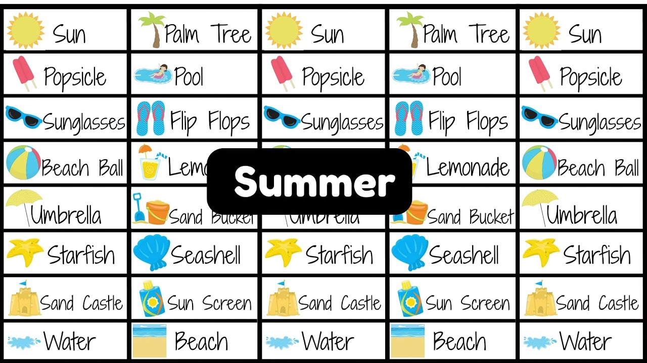 Pictionary word list 2024 :: 11 - Summer