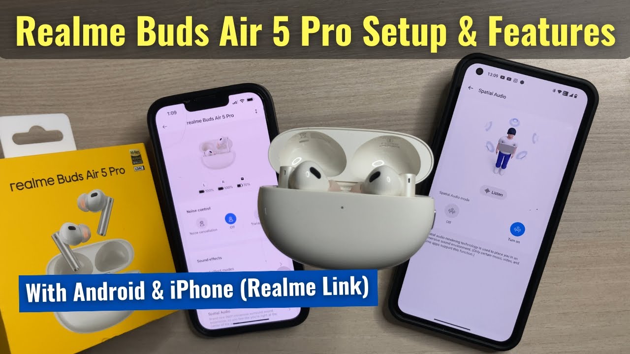 How to Connect & Use - Realme Buds Air 5 Pro Features & Setup with Realme Link in Android & iPhone