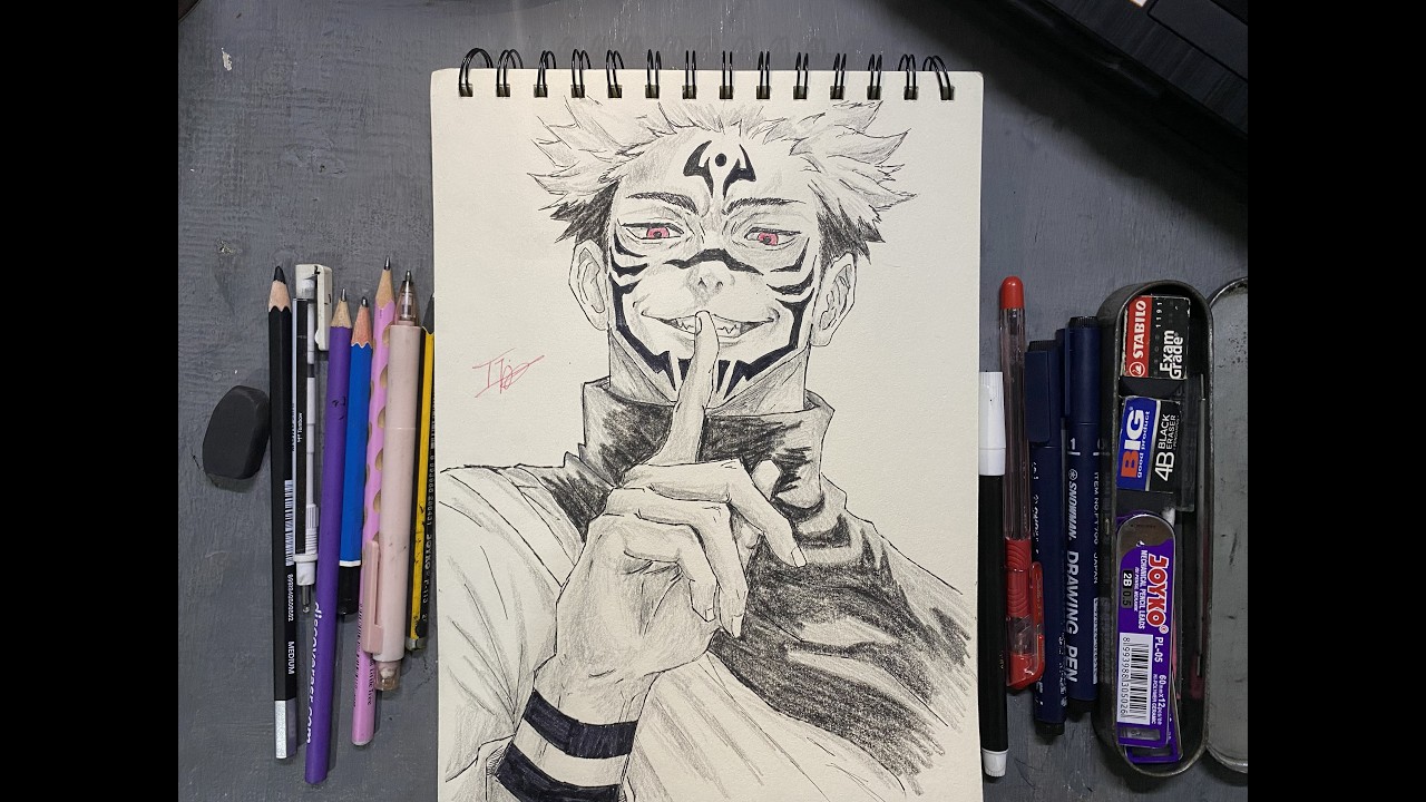 HOW TO DRAW SUKUNA FROM JUJUTSU KAISEN Sukuna drawing Step by step#drawing #sukuna #art #tutorial