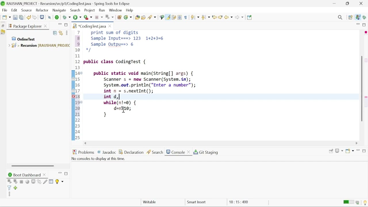 Implement a program to calculate sum of digits present in the given number.   print sum of digits