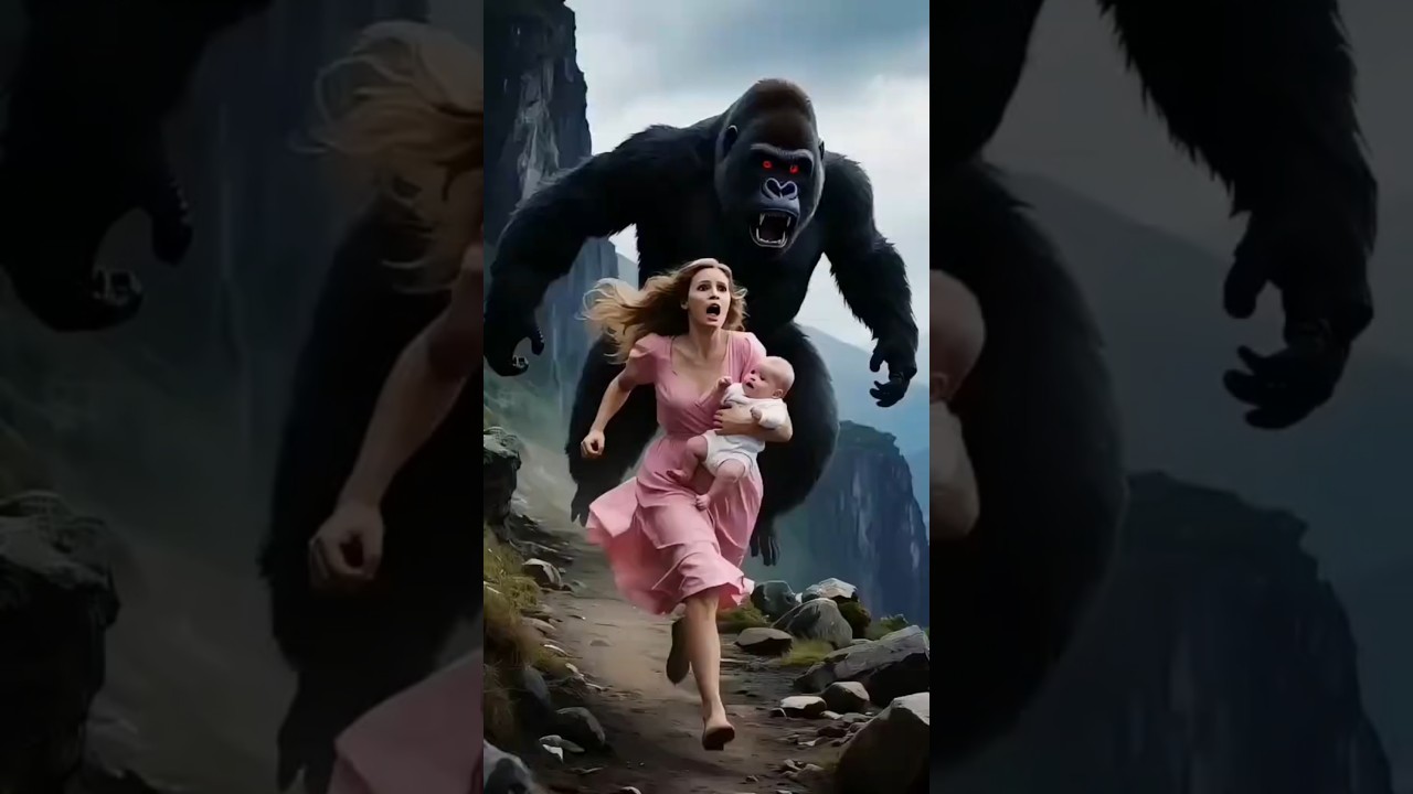 Running for Our Lives! 😱 Giant Gorilla Attack!&rdquo; #shortvideo #youtubeshorts #aishorts