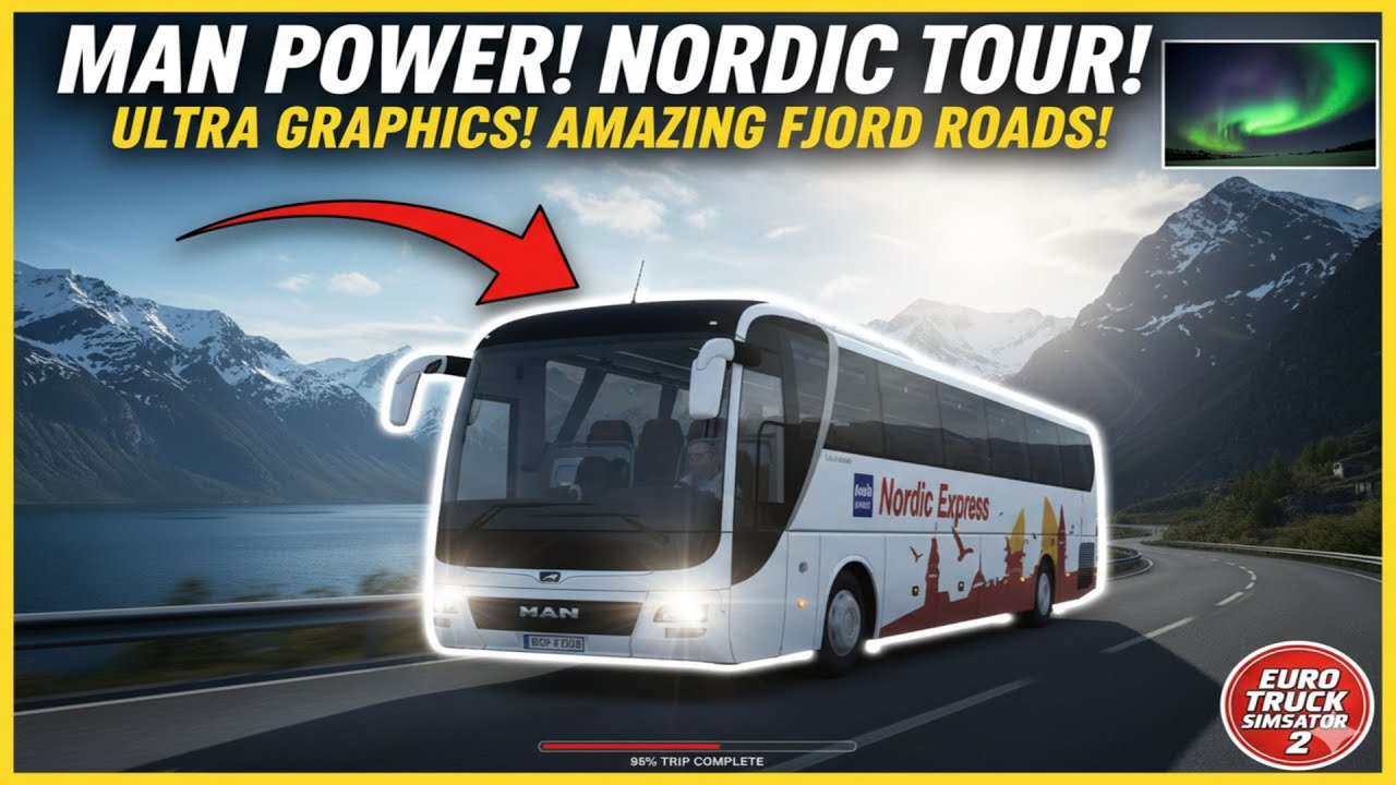 MAN Coach in Nordic Paradise: 4K Cinematic Bus Journey! 🌲❄️ | ETS2 Snowymoon Mod #ets2 #snowymoon