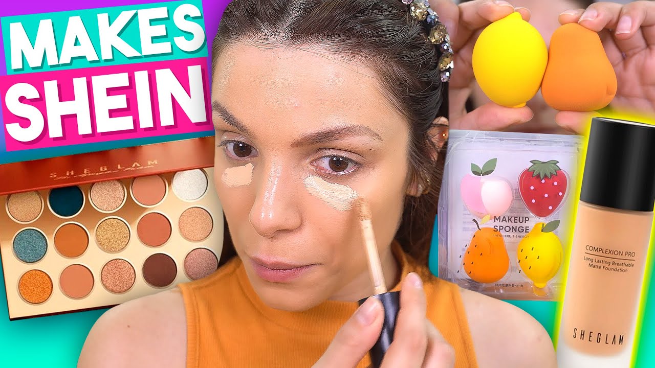 TESTANDO as MAKES da SHEIN! BASE, ESPONJA, SOMBRA, DELINEADOR, PINCÉIS