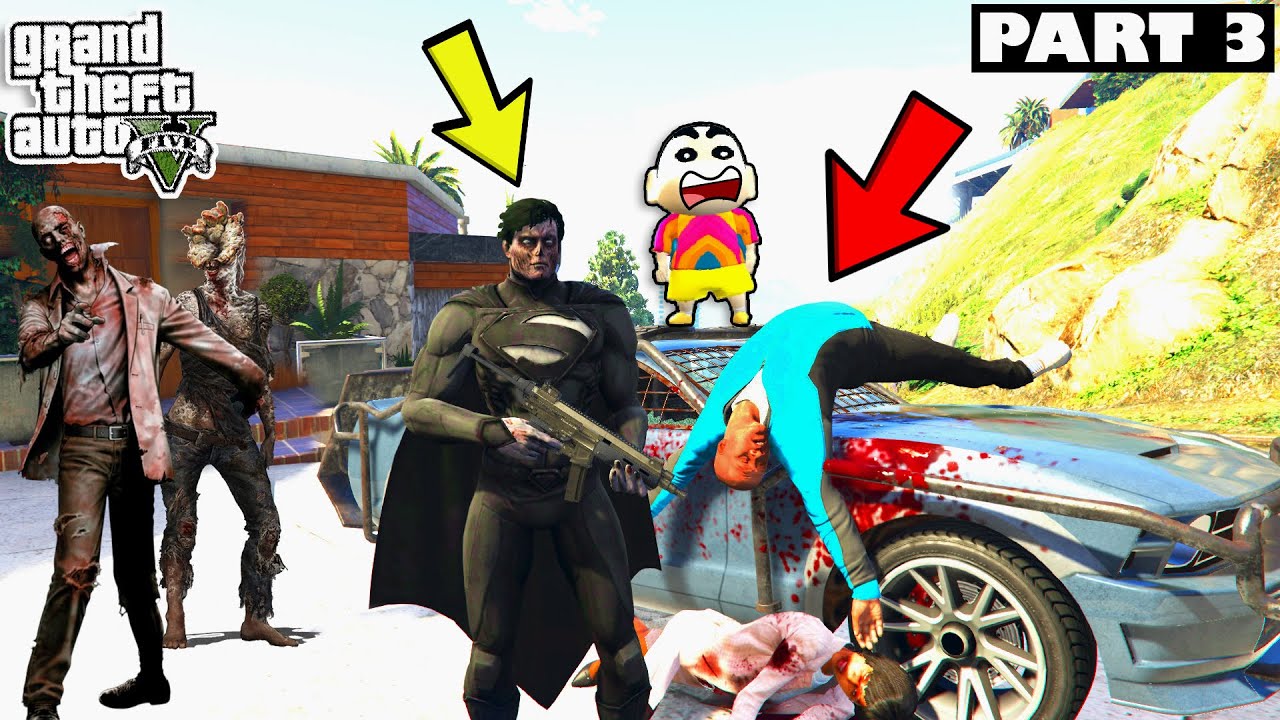 FRANKLIN SHINCHAN and CHOP Survived SUPERMAN Zombie Virus in GTA 5 (Part 3)