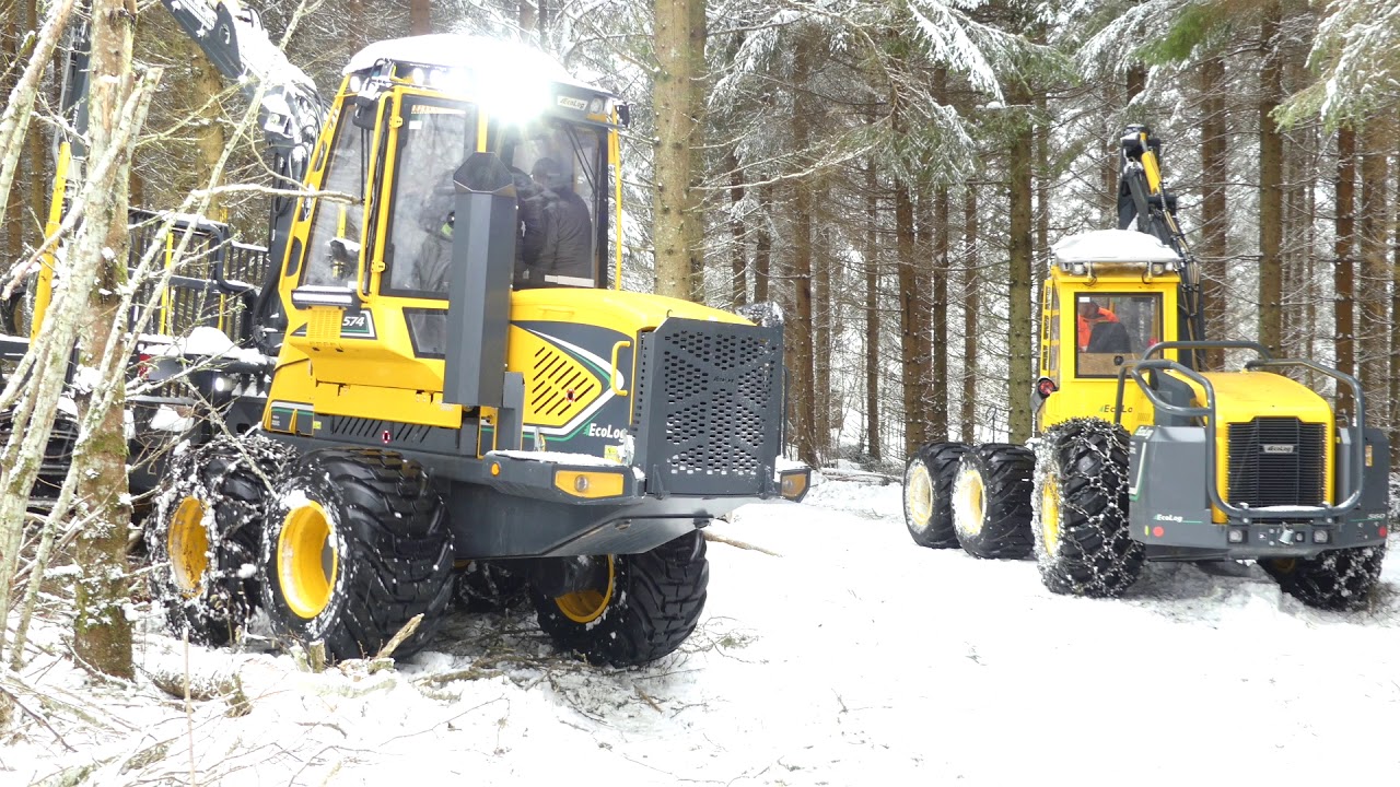 Demo av EcoLog 560E skördare och 574E skotare i gallring