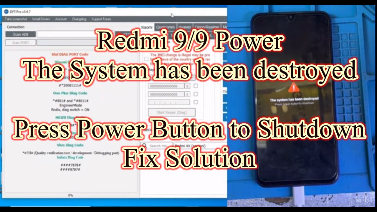 Redmi 9/9 Power The system has been destroyed Press power button to shutdown Fix Solution