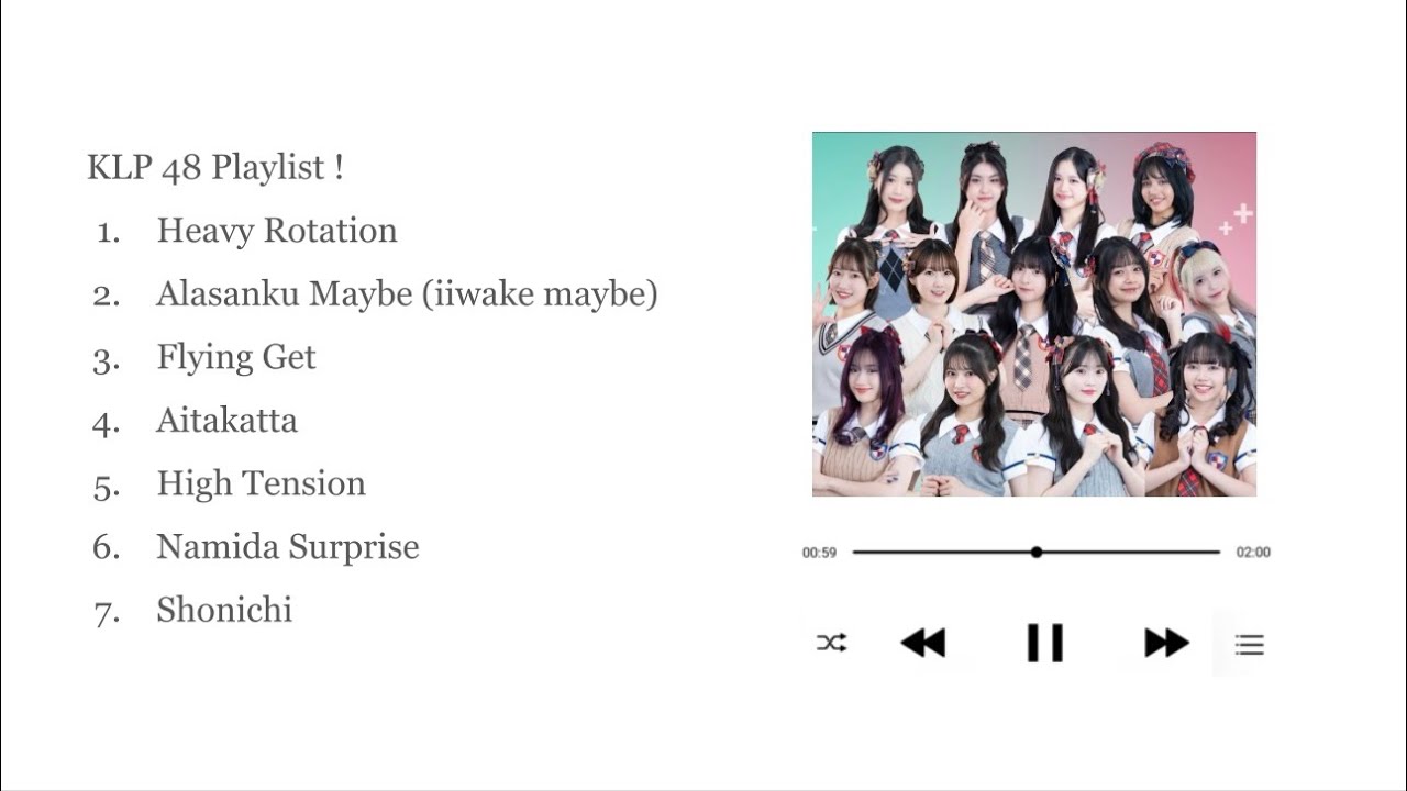 KLP48 playlist (all current songs: all 3 singles + ‘First Cry’ mini album)
