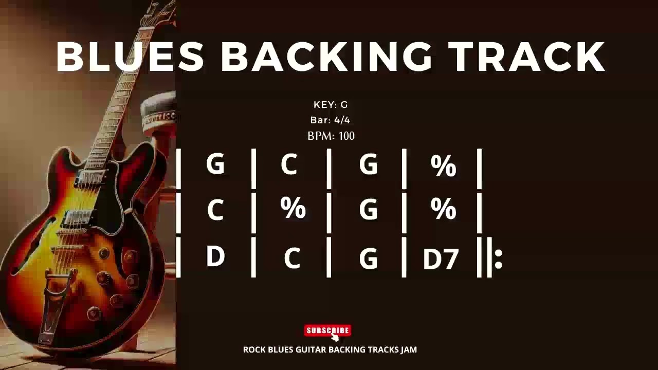 Blues Backing Track in G 100 BPM