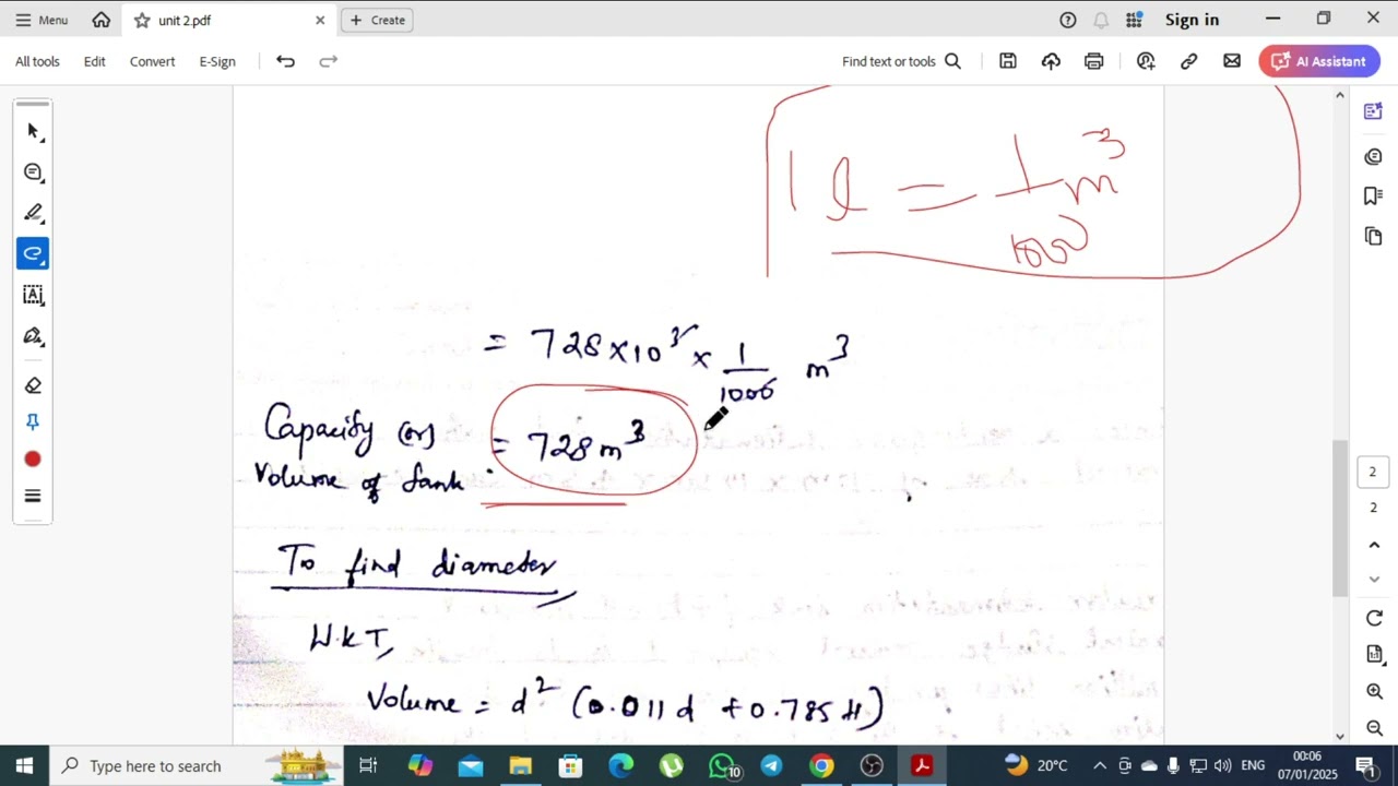 CE3303 UNIT 2 SEDIMENTATION TANK PROBLEM - WATER SUPPLY AND WASTEWATER ENGINEERING