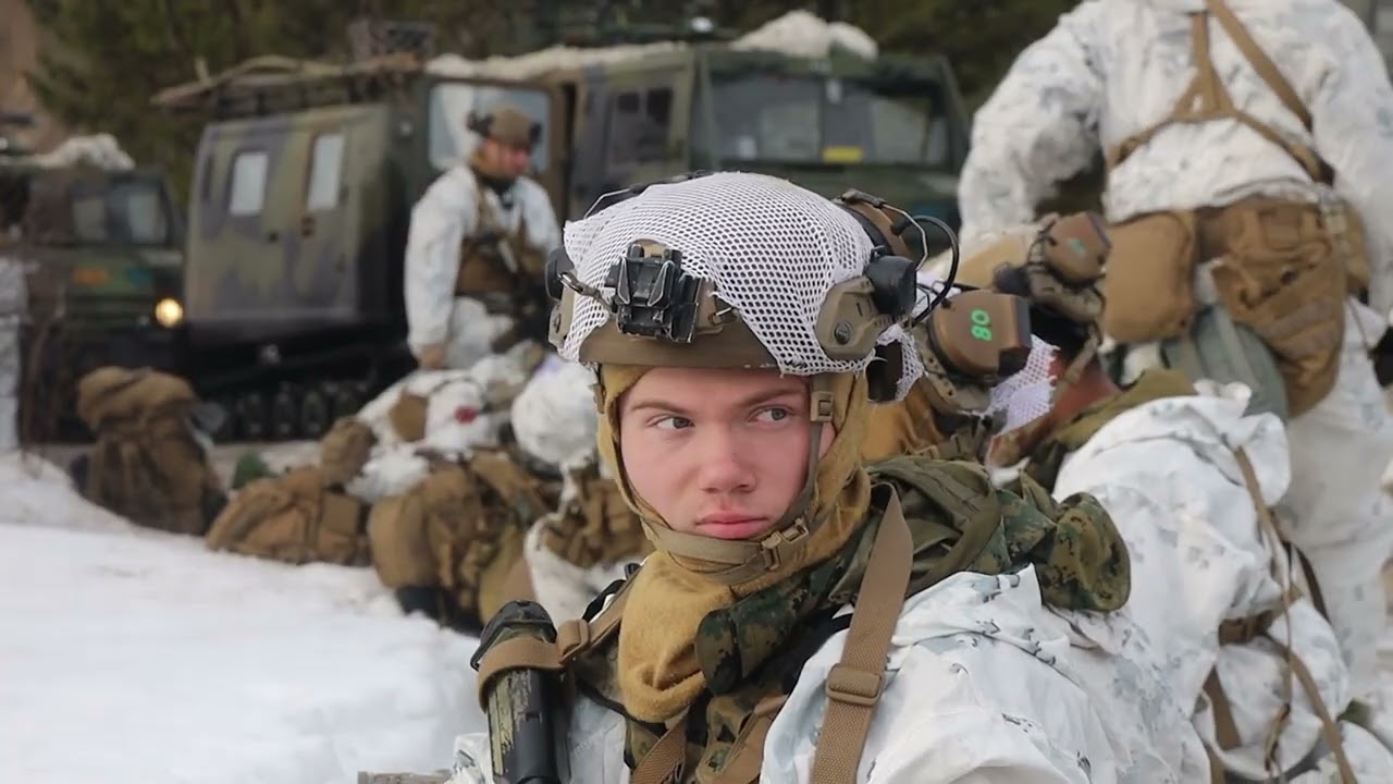 U.S. Marines conduct a Convoy in Bandvagn 206's in Setermoen, Norway