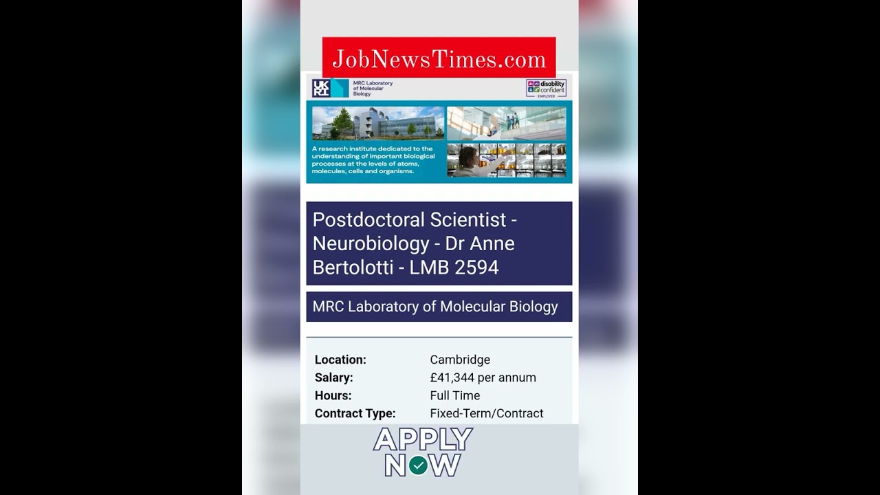 Postdoctoral Scientist - Neurobiology MRC Laboratory of Molecular Biology Apply Now
