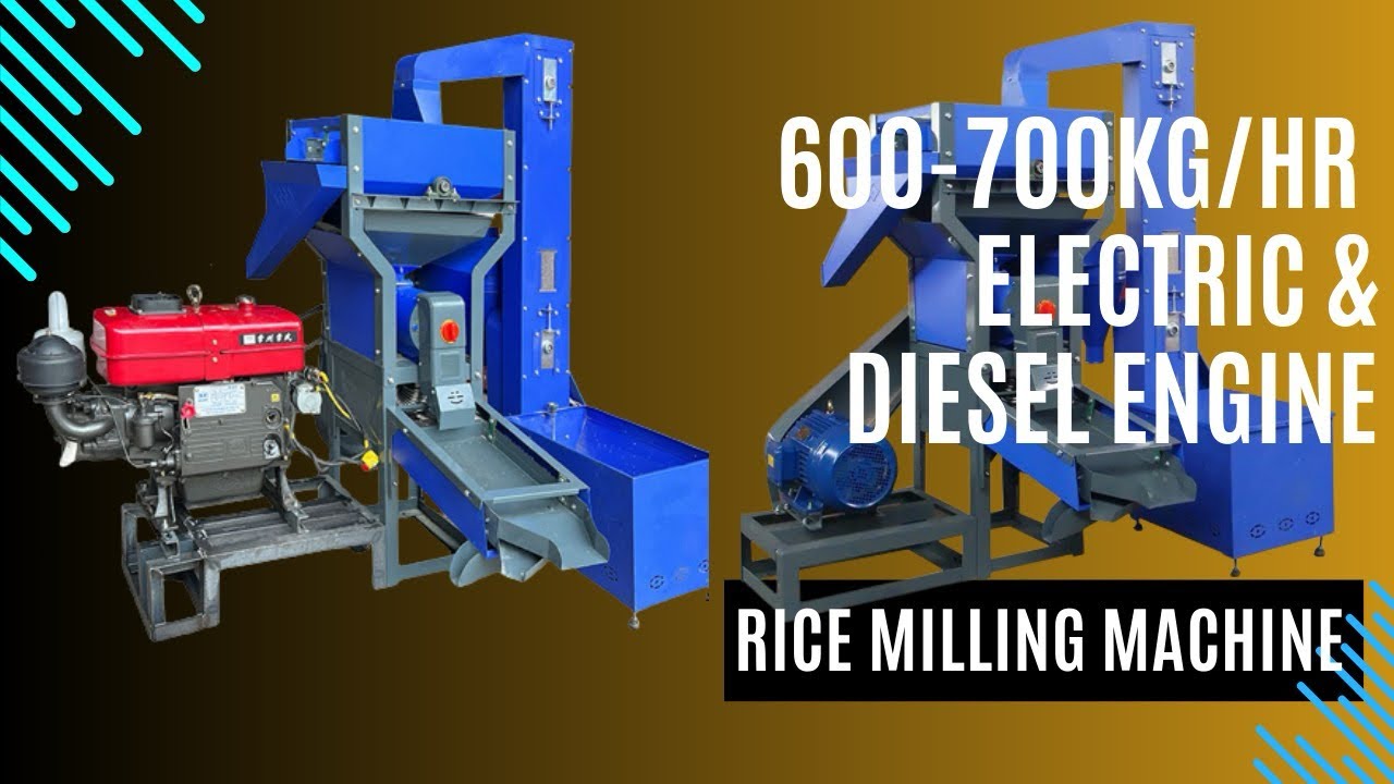 600-700KG/HR 16HP DIESEL ENGINE & 10HP ELECTRIC MOTOR RICE MILLING MACHINE.