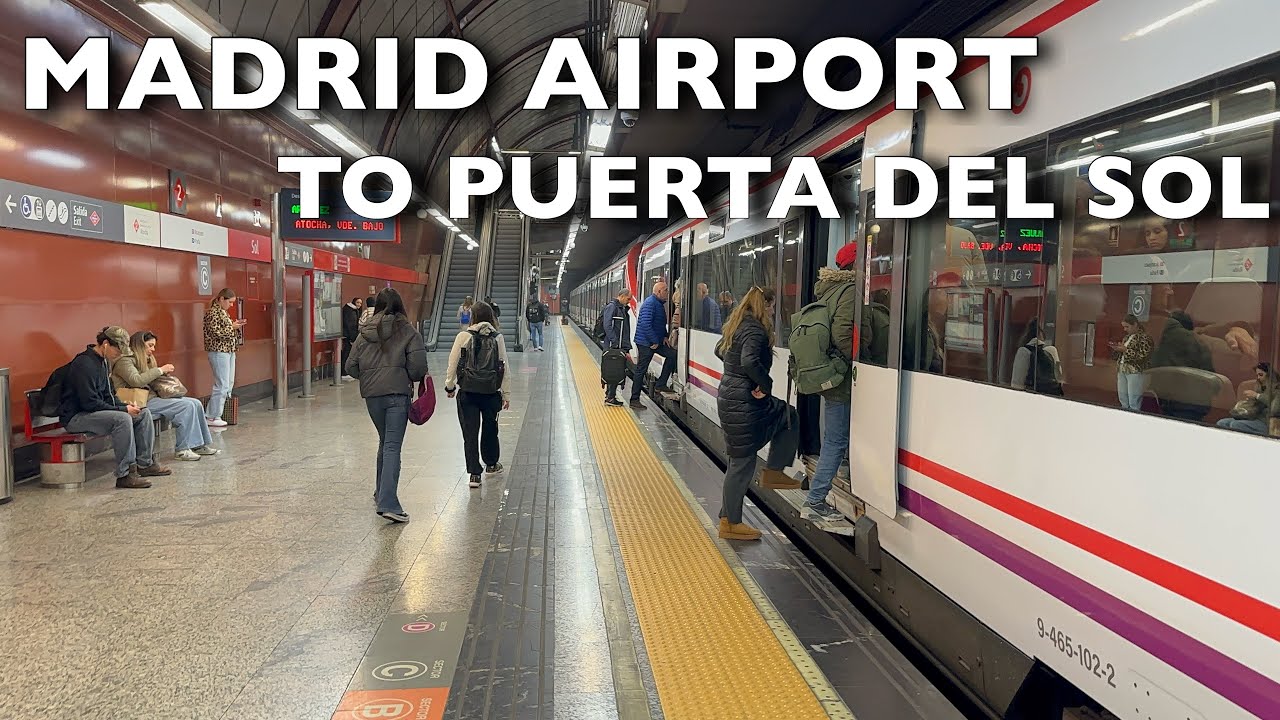 [4K] MADRID- How To Travel From Madrid Airport T4 To Madrid Central (Puerta del Sol) By Train☀️🇪🇸