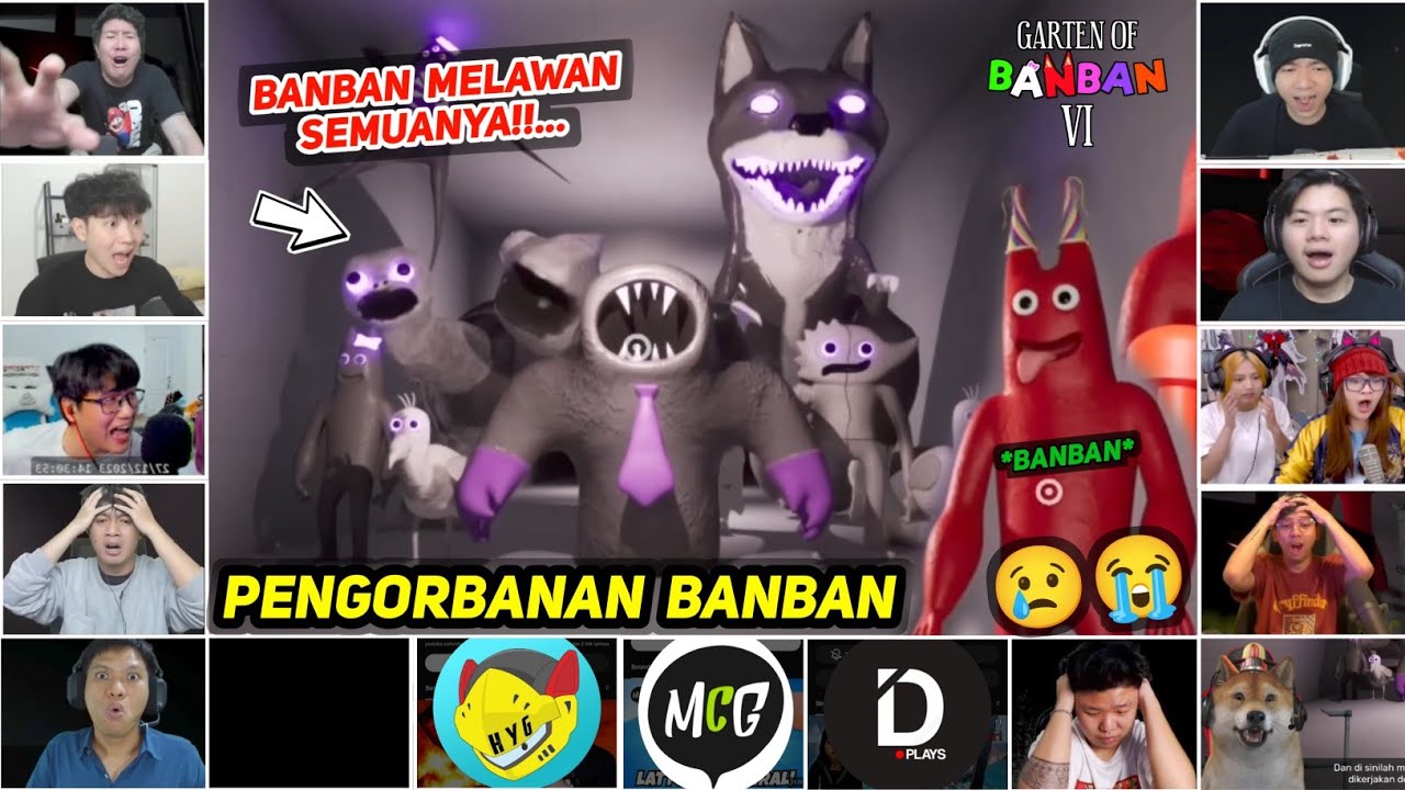 [ REAKSI YOUTUBER GAMERS ] PENGORBANAN BANBAN | Garten Of BanBan 6 |