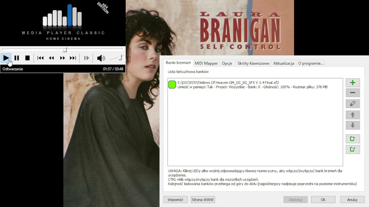 Test banku MIDI przez VirtualMIDISynth + bank Timbres of Heaven - Laura Branigan Self Control