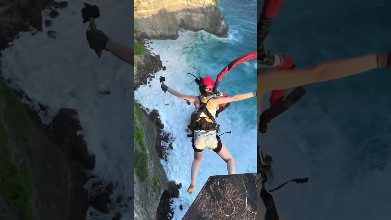 Broke the glass and flew away 😳#funny #vfx #bungeejump