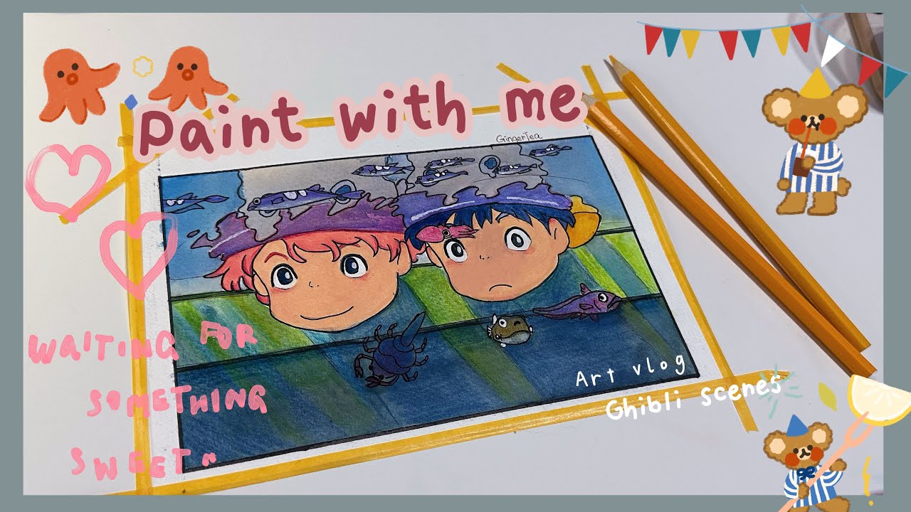 Paint with me🎨Ponyo | watercolor painting | by Studios Ghibl