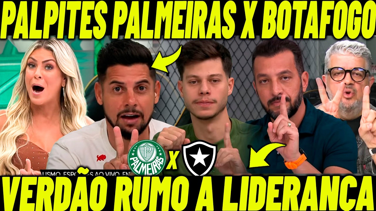 PALPITES PALMEIRAS X BOTAFOGO! VERDÃO PODE RETOMAR A LIDERANÇA DO BRASILEIRO!