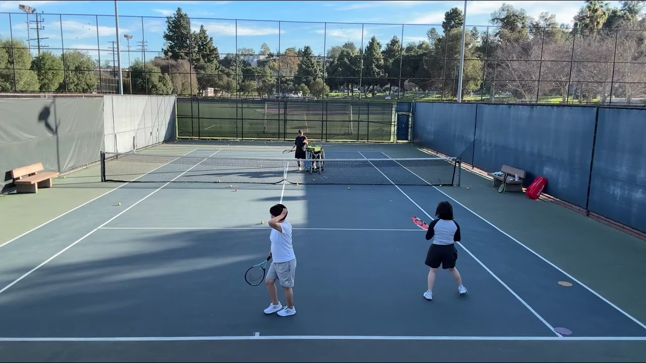 Tennis lesson- Susan & Mom