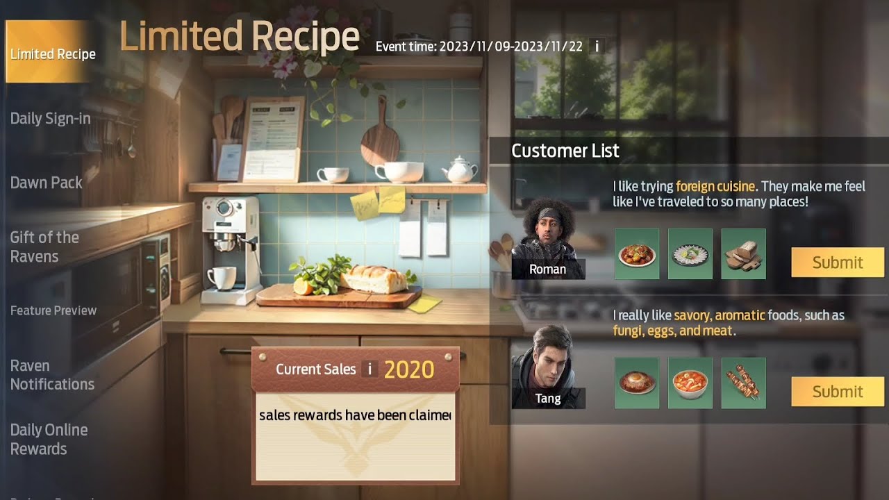 Undawn|Guide/Tutorial|New Update-Event time:2023/11/09-22 (Limited Recipe) Part 10