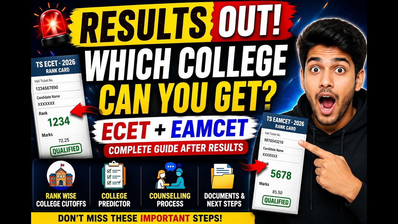 ECET 2026 Results Released 🔥 Rank Wise College Cutoffs, College Predictor & What To Do Next!