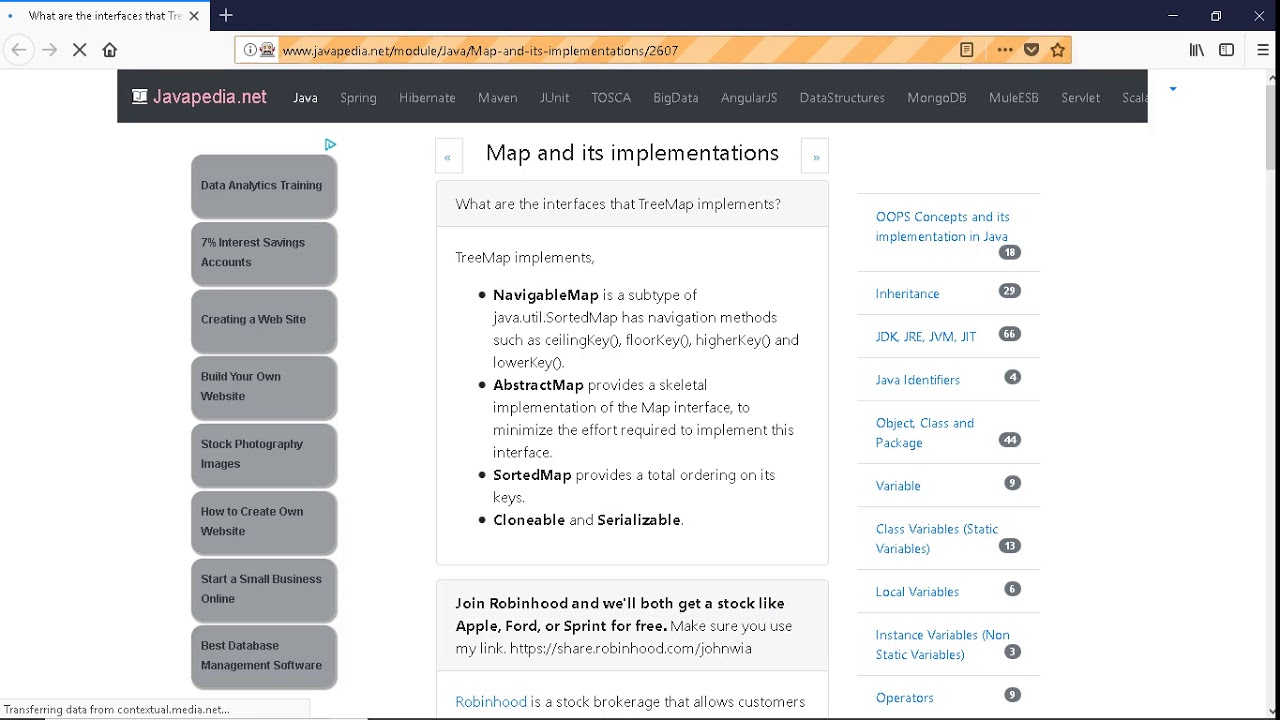 What are the interfaces that TreeMap implements?
| javapedia.net
