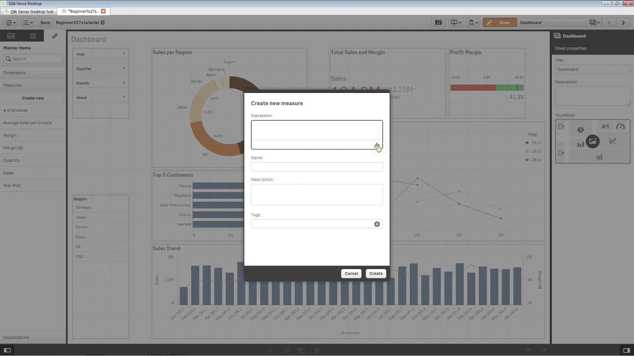 Creating master items - Qlik Sense