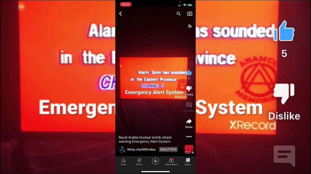 Saudi Arabia Nuclear bomb attack warning Emergency Alert System. [Landscape version]
