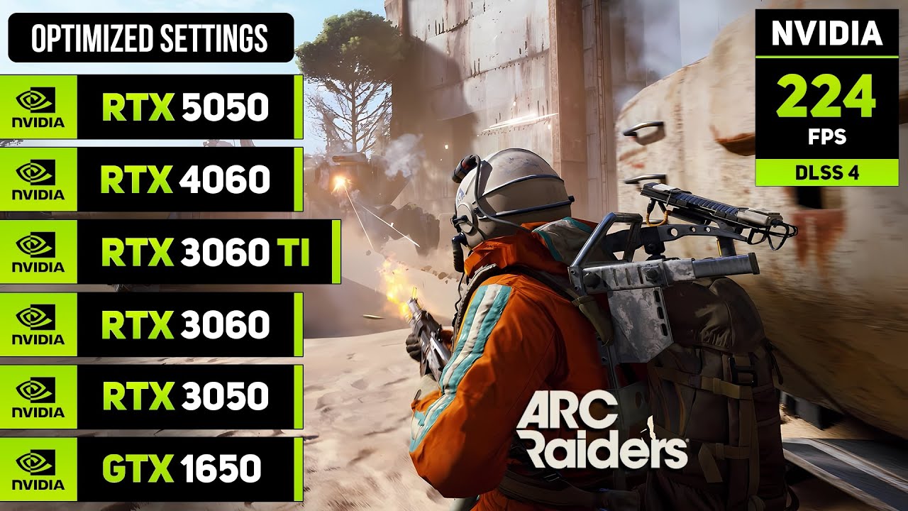 ARC Raiders on RTX 5050, 4060, 3060TI, 3060, 3050, GTX 1650