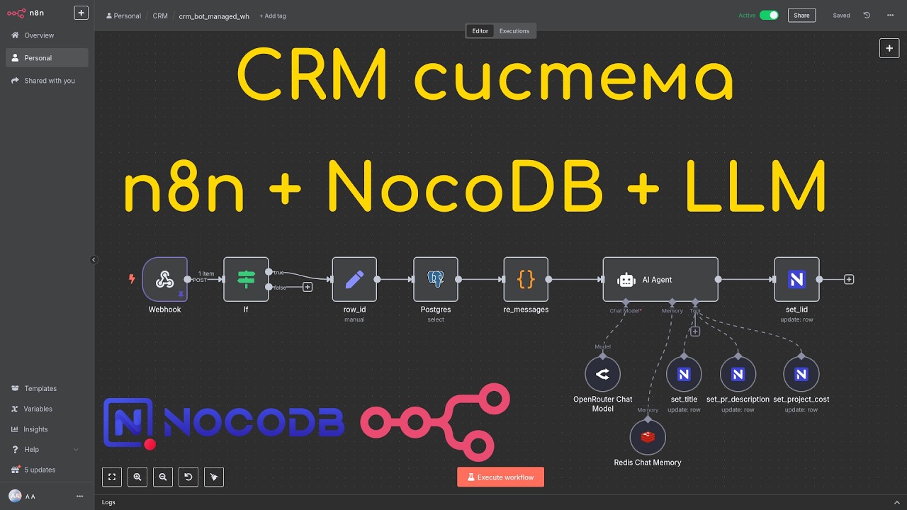 CRM система на NocoDB: Интеграция с Telegram и AI автоматизация. Бесплатная альтернатива Bitrix24