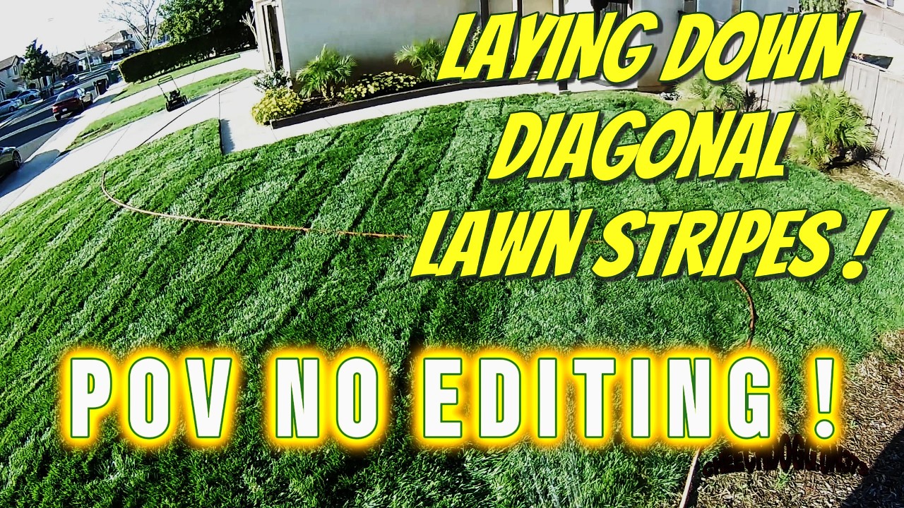 POV Lawn Mowing - Laying Down Some Diagonal Lawn Stripes !