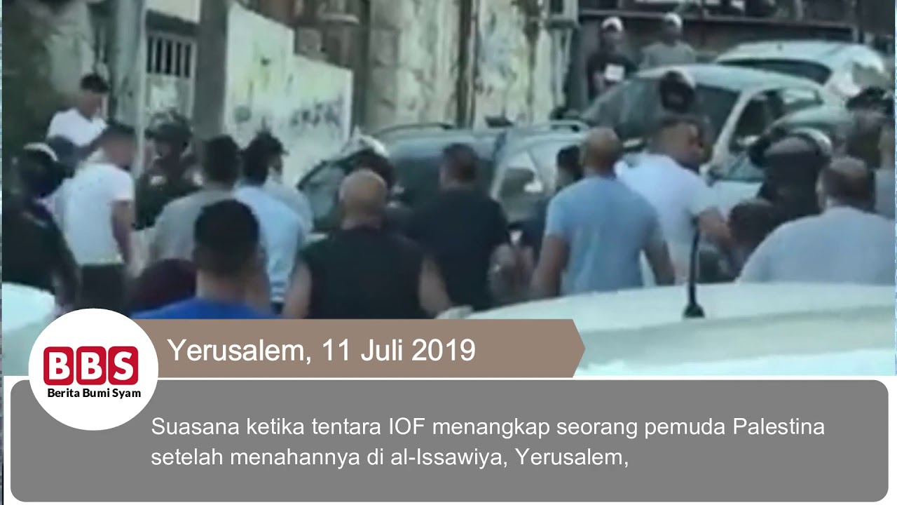 yerusalem 11 juli 2019: Suasana ketika tentara IOF menangkap seorang pemuda Palestina