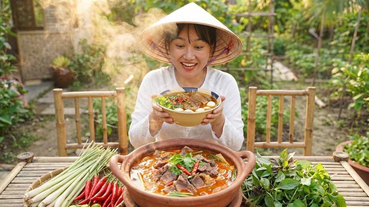 Harvesting Chili Peppers, Lemongrass and Herbs to Cook Spicy Beef Hotpot - Countryside Girl Ngoc Anh