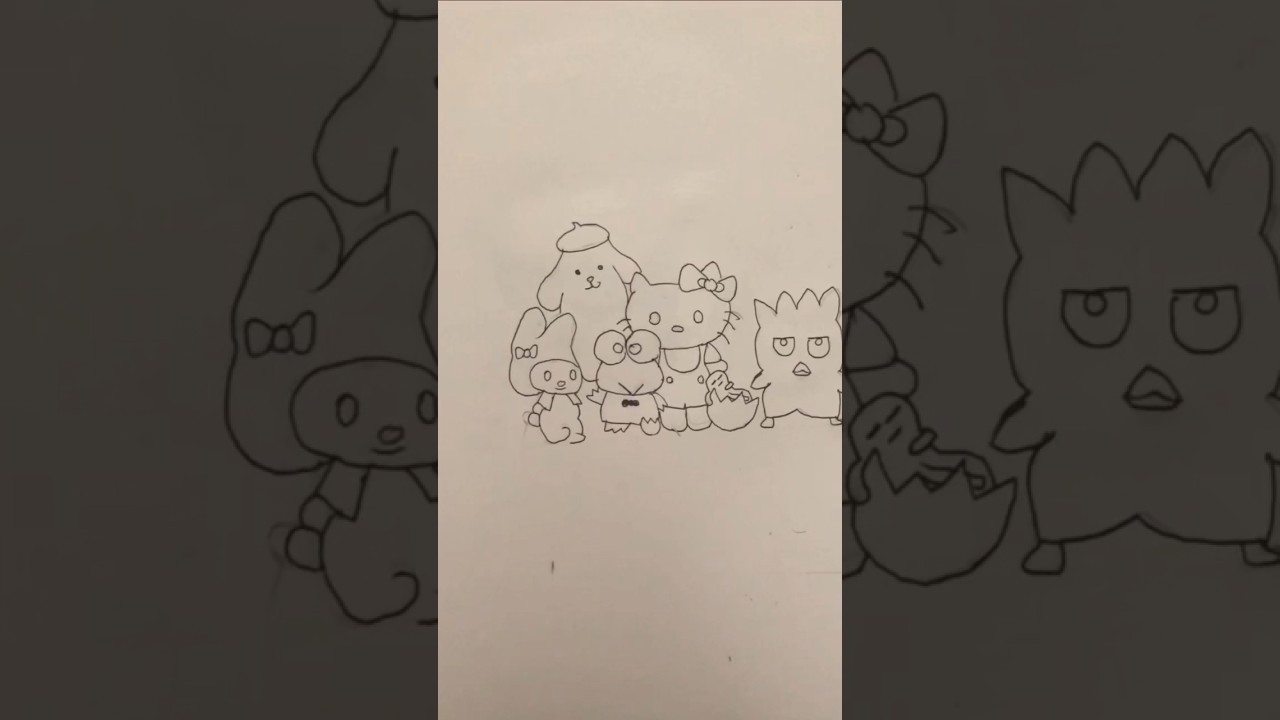 Sanrio drawing #Sanrio #hellokitty #drawing #mymelody #badtzmaru #keroppi #pompompurin #shorts#viral